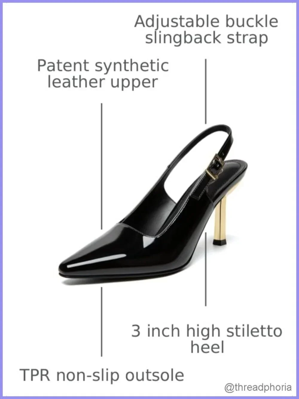 Women's Kitten Heel Square Toe Patent Leather Pumps with Buckle